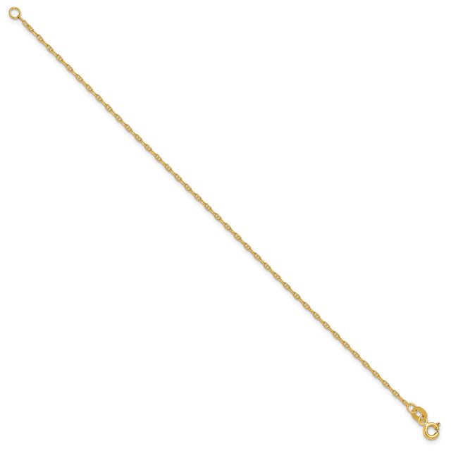 14K Yellow Gold 1.5 mm Polished Chain Anklet