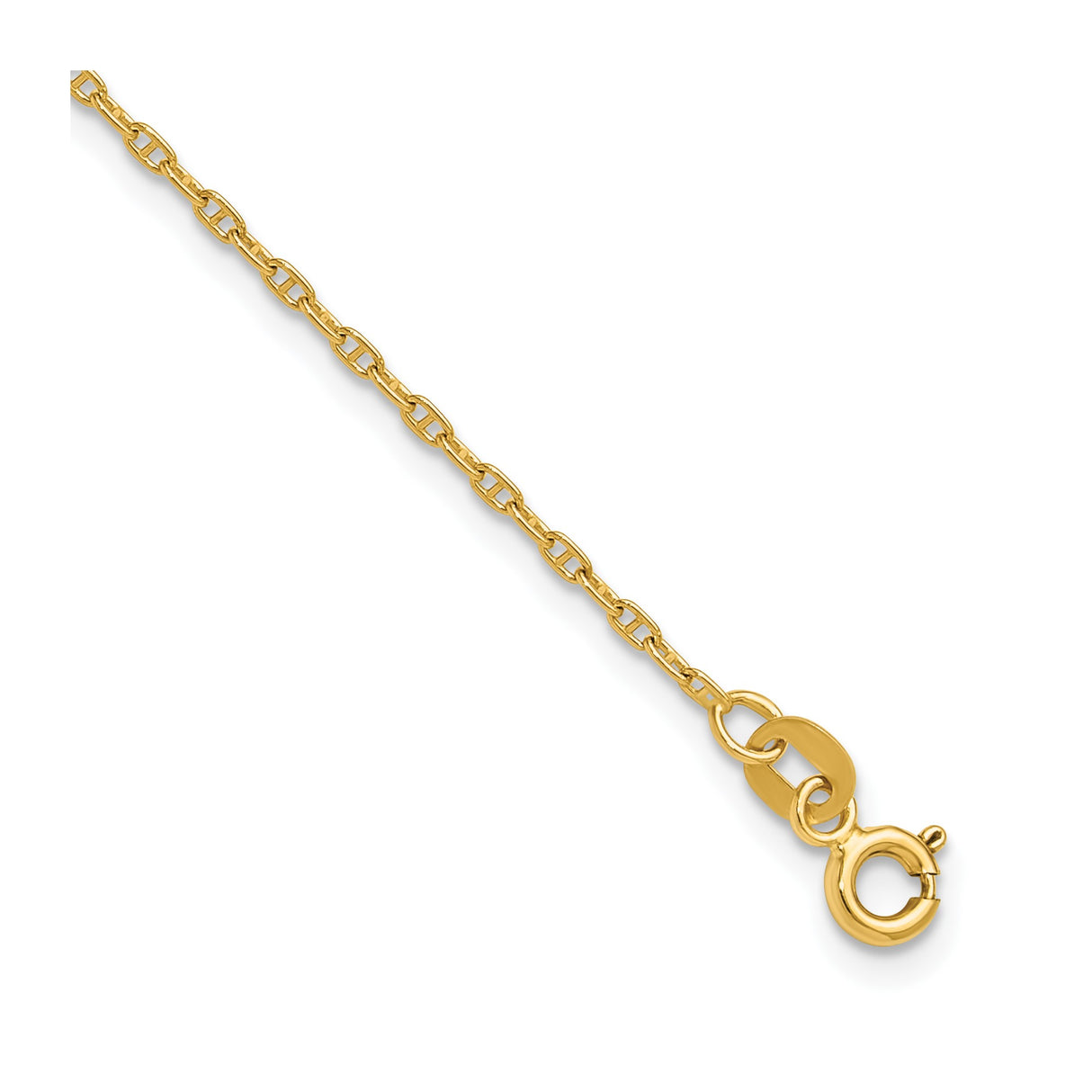 14K Yellow Gold 1.5 mm Polished Chain Anklet alternate angle