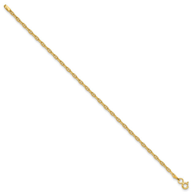 14K Yellow Gold 2.35 mm Polished Chain Bracelet