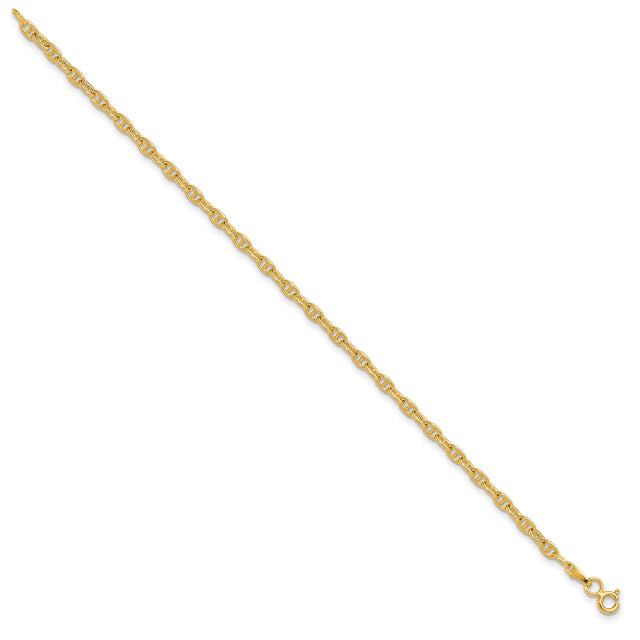 14K Yellow Gold 3 mm Polished Chain Bracelet
