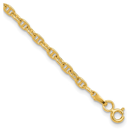 14K Yellow Gold 3 mm Polished Chain Bracelet alternate angle