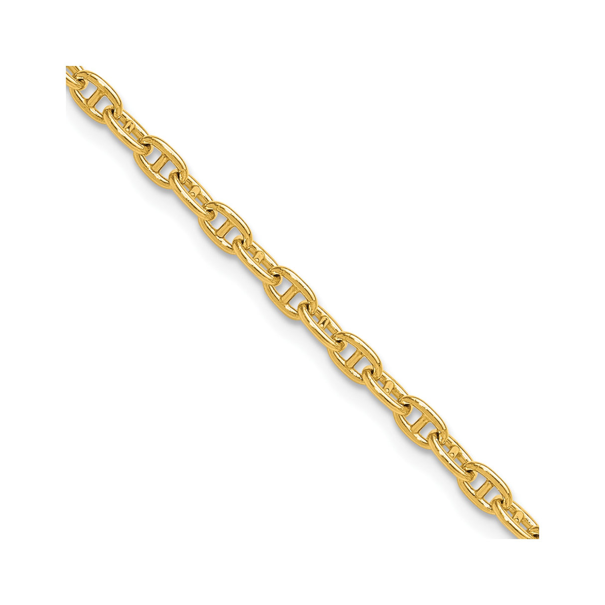 14K Yellow Gold 3 mm Polished Chain Necklace detail view