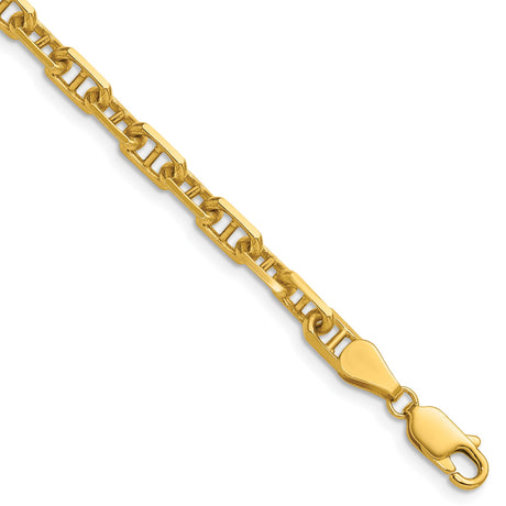 14K Yellow Gold 4.7 mm Polished Chain Bracelet shown for scale