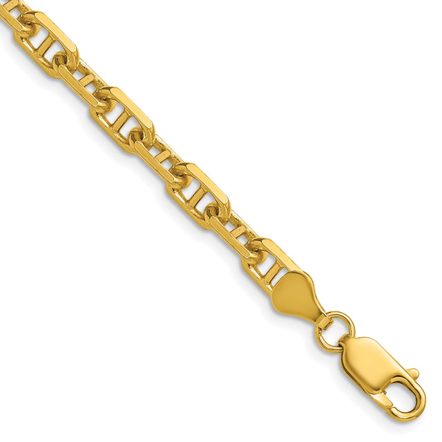 14K Yellow Gold 5.6 mm Polished Chain Bracelet shown for scale