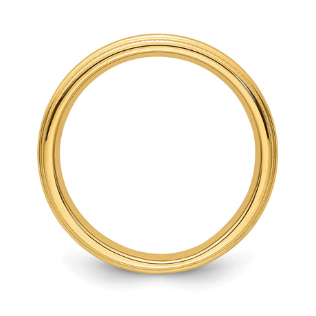 14k Yellow Gold Milgrain, Comfort Fit wedding band ring alternate angle