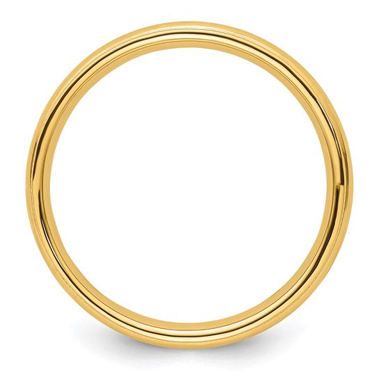 Solid 14K Yellow Gold Milgrain Half-Round Comfort-Fit Wedding Band 4mm Domed Ring