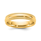 14k Yellow Gold Milgrain, Comfort Fit wedding band ring