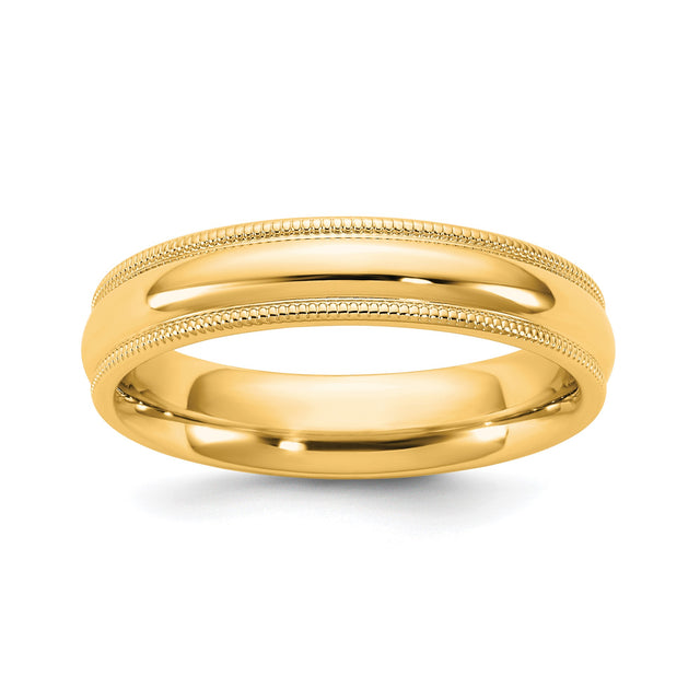 14k Yellow Gold Milgrain, Comfort Fit wedding band ring