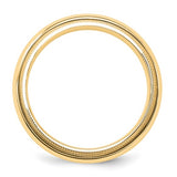 14K Yellow Gold Milgrain Half-Round Solid Wedding Band, Comfort Fit, 5mm Domed Ring