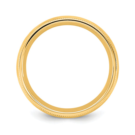 10k Yellow Gold Milgrain, Comfort Fit wedding band ring alternate angle