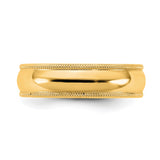 10k Yellow Gold Milgrain, Comfort Fit wedding band ring detail view