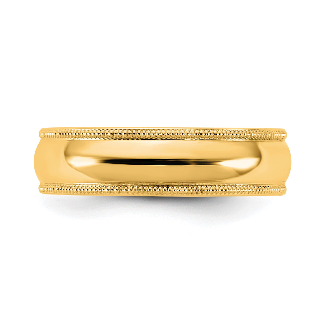 14k Yellow Gold Milgrain, Comfort Fit wedding band ring detail view