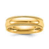 10k Yellow Gold Milgrain, Comfort Fit wedding band ring