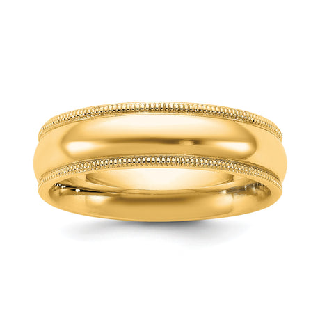 10k Yellow Gold Milgrain, Comfort Fit wedding band ring