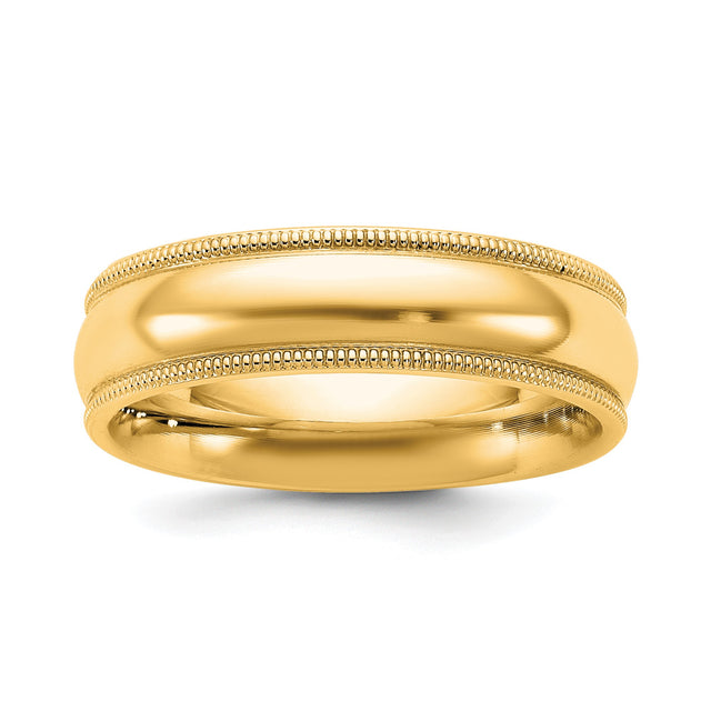 14k Yellow Gold Milgrain, Comfort Fit wedding band ring