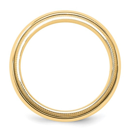 Timeless 14K Yellow Gold Milgrain Half-Round Comfort-Fit No Stone Wedding Band, 6mm