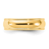 Timeless 14K Yellow Gold Milgrain Half-Round Comfort-Fit No Stone Wedding Band, 6mm