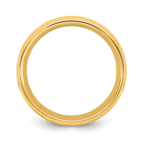 10k Yellow Gold Milgrain, Comfort Fit wedding band ring alternate angle