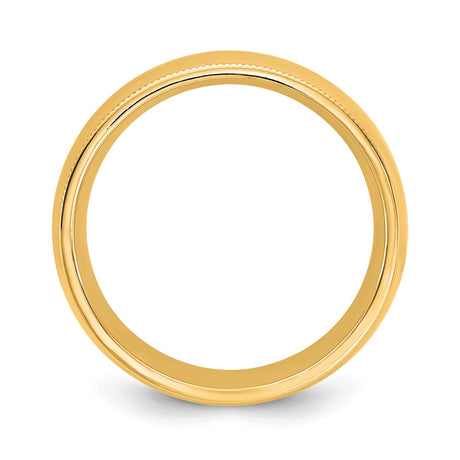 10k Yellow Gold Milgrain, Comfort Fit wedding band ring alternate angle