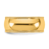 10k Yellow Gold Milgrain, Comfort Fit wedding band ring detail view