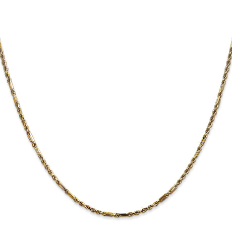 14K Yellow Gold 1.8 mm Rope Chain Necklace, Polished