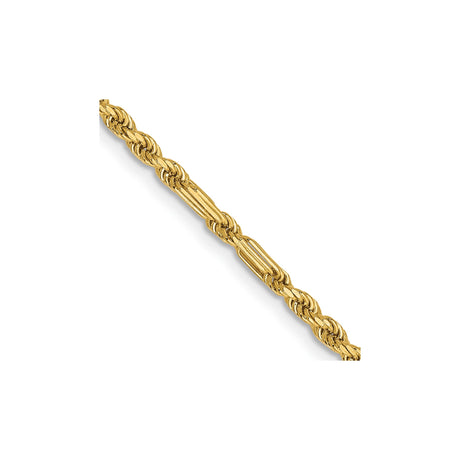 10K Yellow Gold 2.25 mm Rope Chain Necklace, Polished