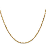 14K Yellow Gold 2.5 mm Rope Chain Necklace, Polished