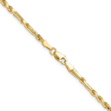 14K Yellow Gold 2.75 mm Rope Chain Necklace, Polished alternate angle