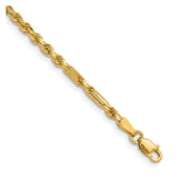 14K Yellow Gold 2.75 mm Rope Chain Bracelet, Polished shown for scale