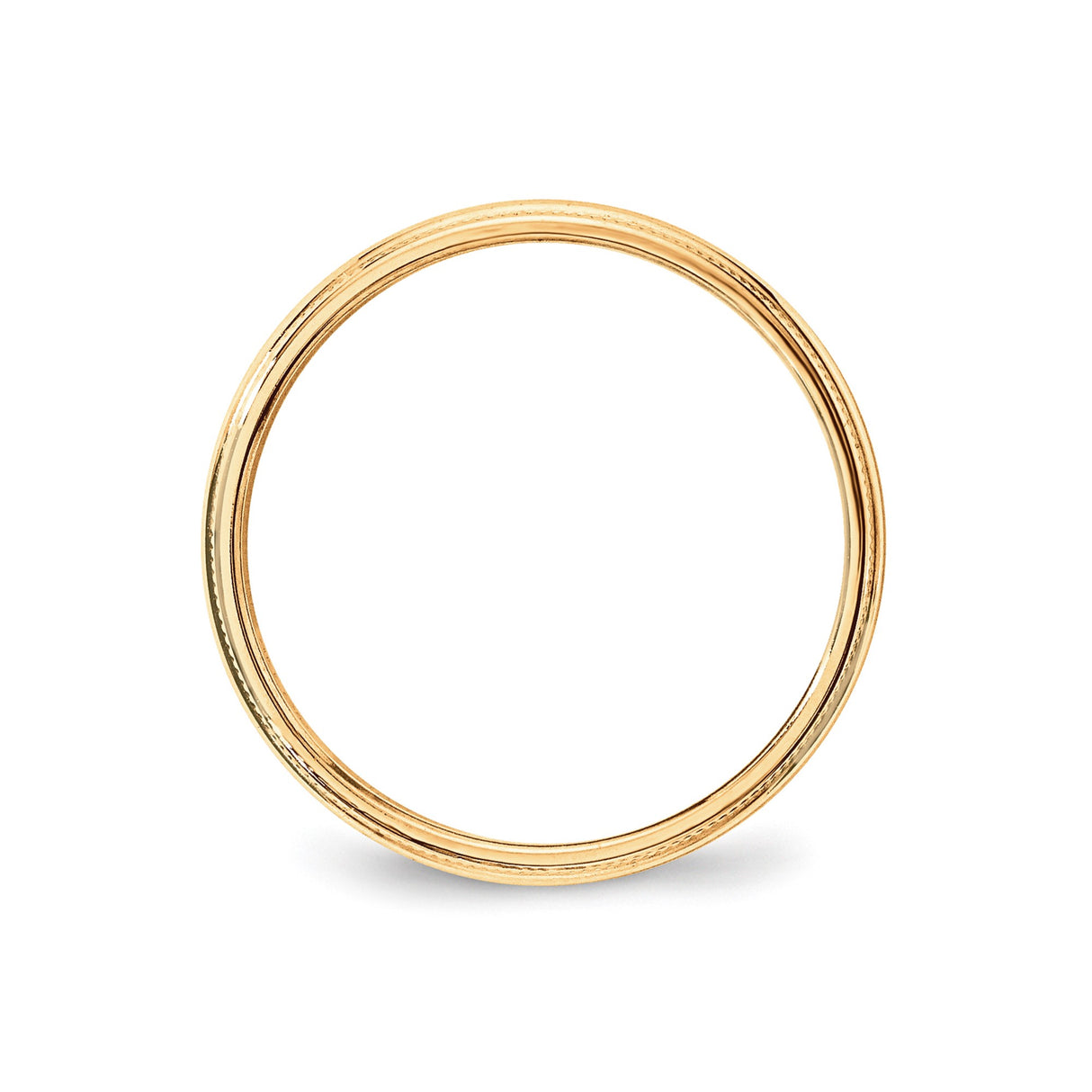 14k Yellow Gold Milgrain, Lightweight wedding band ring alternate angle