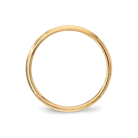 14k Yellow Gold Milgrain, Lightweight wedding band ring alternate angle
