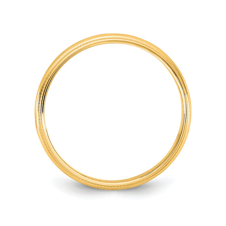 10k Yellow Gold Milgrain, Lightweight wedding band ring alternate angle