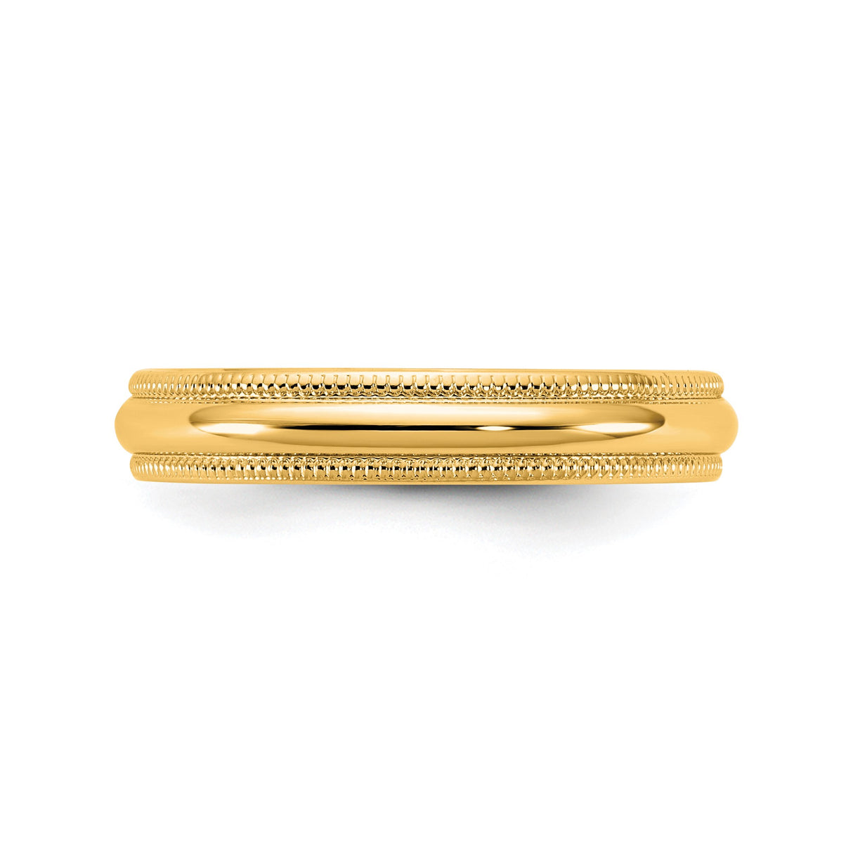 10k Yellow Gold Milgrain, Lightweight wedding band ring detail view