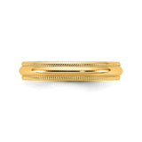 14k Yellow Gold Milgrain, Lightweight wedding band ring detail view