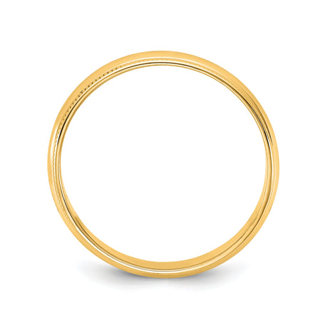 10k Yellow Gold Milgrain, Lightweight wedding band ring alternate angle