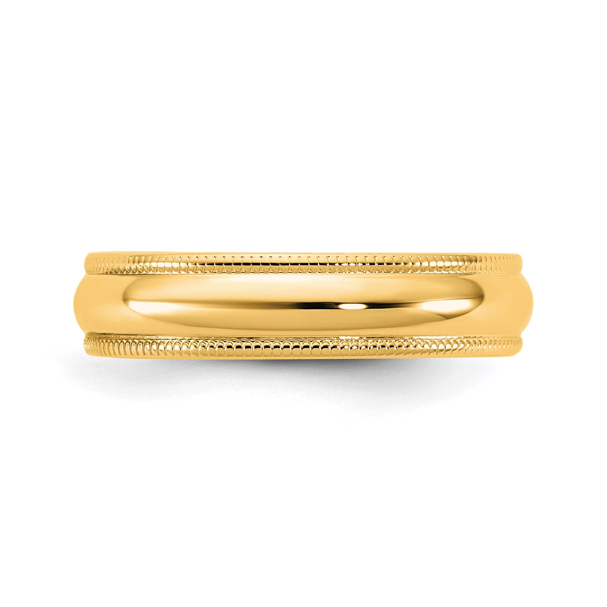 14k Yellow Gold Milgrain, Lightweight wedding band ring detail view