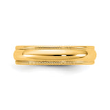 14k Yellow Gold Milgrain, Lightweight wedding band ring detail view