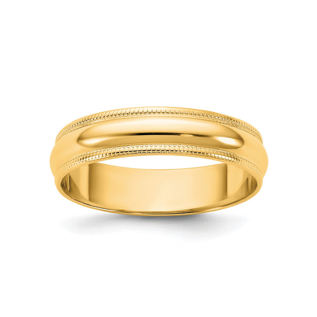 14k Yellow Gold Milgrain, Lightweight wedding band ring