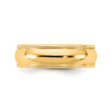 10k Yellow Gold Milgrain, Lightweight wedding band ring detail view