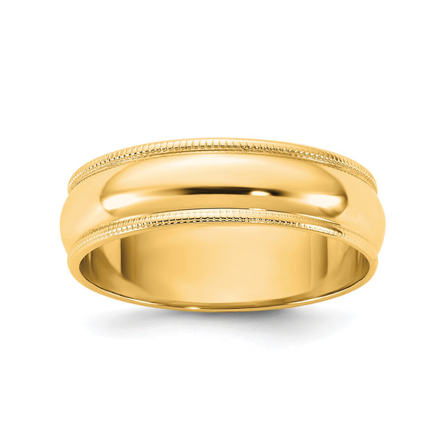 14k Yellow Gold Milgrain, Lightweight wedding band ring