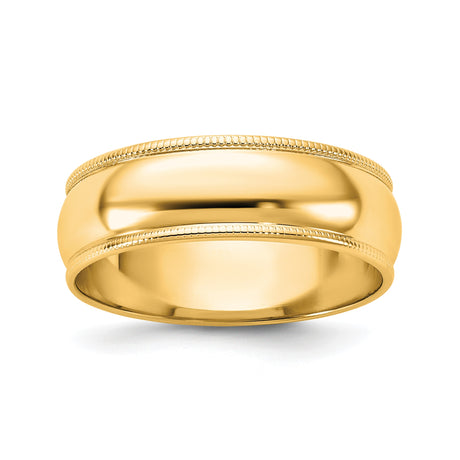 14k Yellow Gold Milgrain, Lightweight wedding band ring