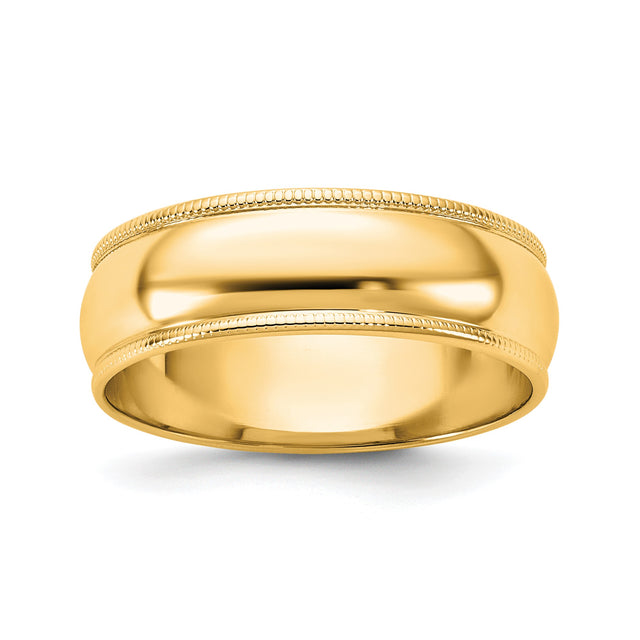 14k Yellow Gold Milgrain, Lightweight wedding band ring
