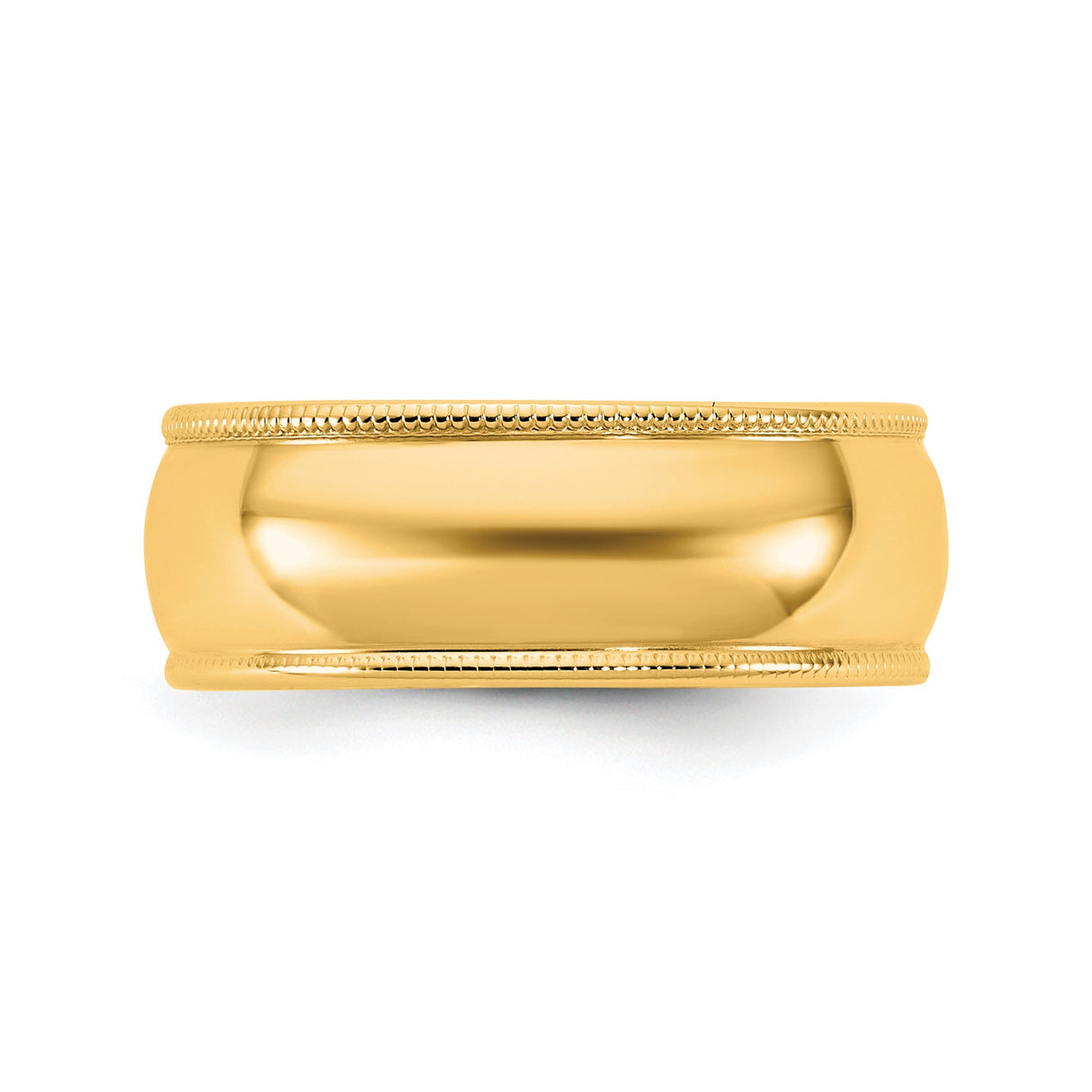 14k Yellow Gold Milgrain, Lightweight wedding band ring detail view