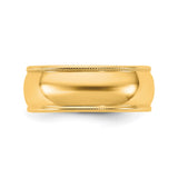 14k Yellow Gold Milgrain, Lightweight wedding band ring detail view