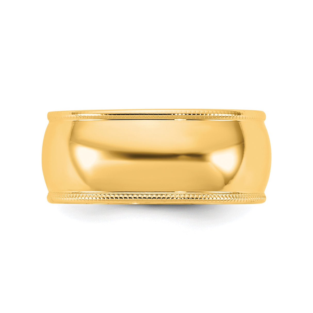 14k Yellow Gold Milgrain, Lightweight wedding band ring detail view