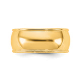 14k Yellow Gold Milgrain, Lightweight wedding band ring detail view