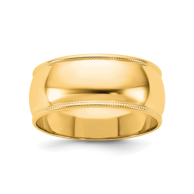 14k Yellow Gold Milgrain, Lightweight wedding band ring