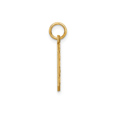 14k Yellow Gold Number 0 Pendant Charm with Textured Diamond-Cut Finish