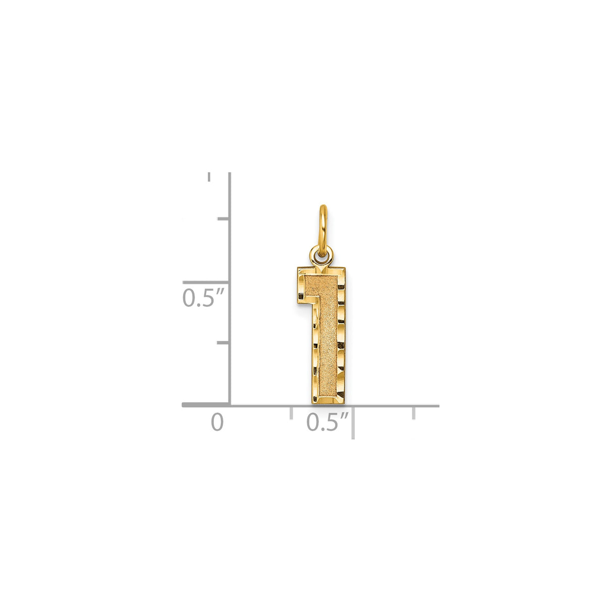 14k Yellow Gold Number 1 Pendant Charm with Textured Center and Polished Border