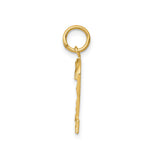 14k Yellow Gold Number 2 Pendant Charm with Textured and Polished Finish